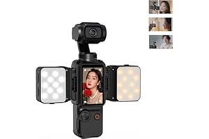 Flymile 2PCS Pocket 3 Magnetic Mini LED Light Accessories, 8700K Adjustable Fill Video Light for Xtra Muse with Quick-Release Cold Shoe Adapter for DJI Osmo Action 5 Pro/4/3 Camera Cage Attachment