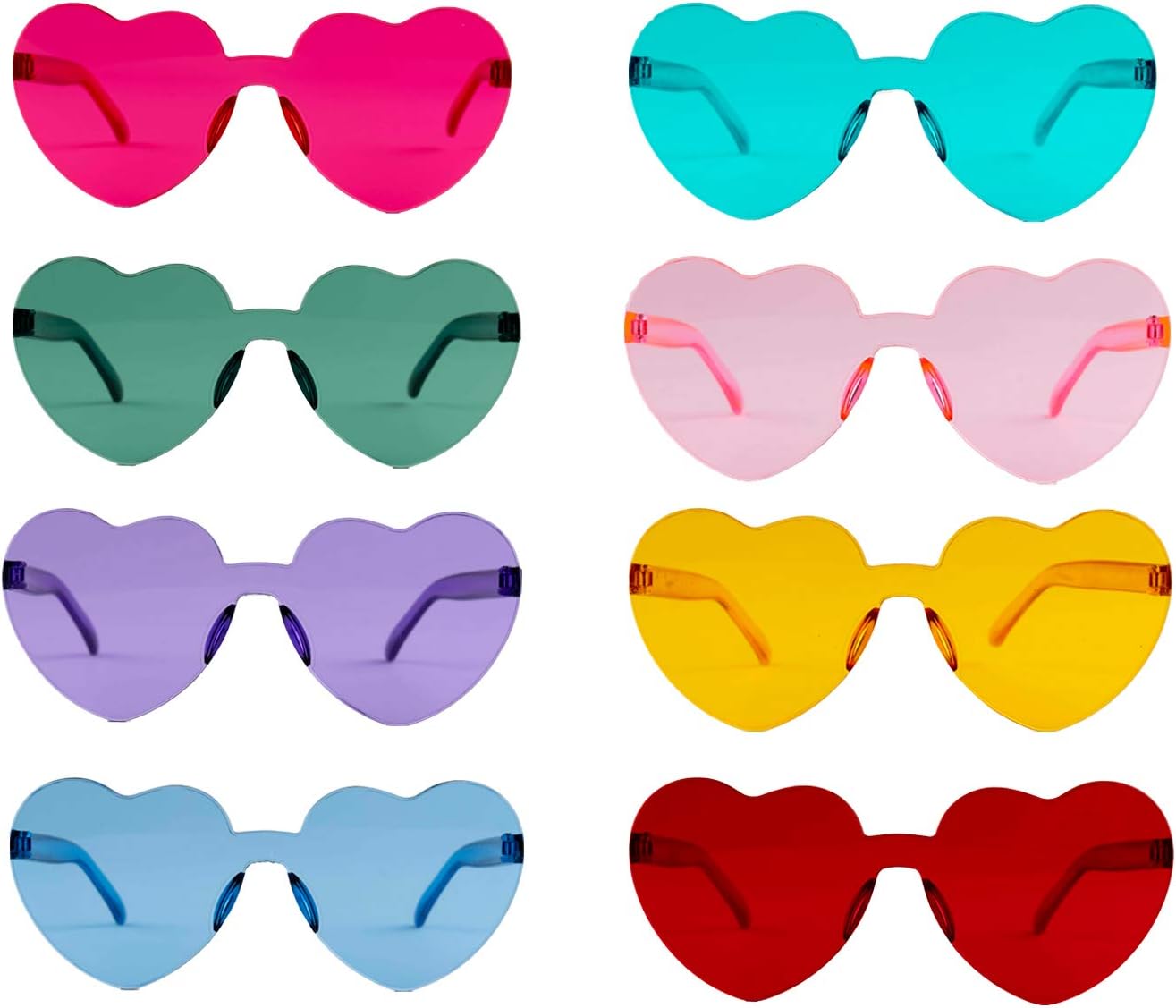 Juliyeh Pack of 8 Glasses Heart Hippie Glasses Retro Costume Glasses Christmas Funny Mirror Party Glasses for Birthday Party Agent Party for Children and Adults