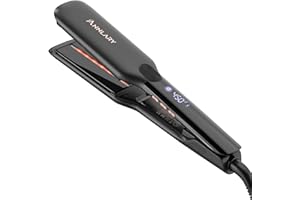 ANNLARY Hair Straightener, 1.75 Inch Flat Iron with Infrared and Ionic Technology, Titanium Plate with Ceramic Coating Dual Voltage Straightener with Heat-Resistant Silicone for All Hair Types