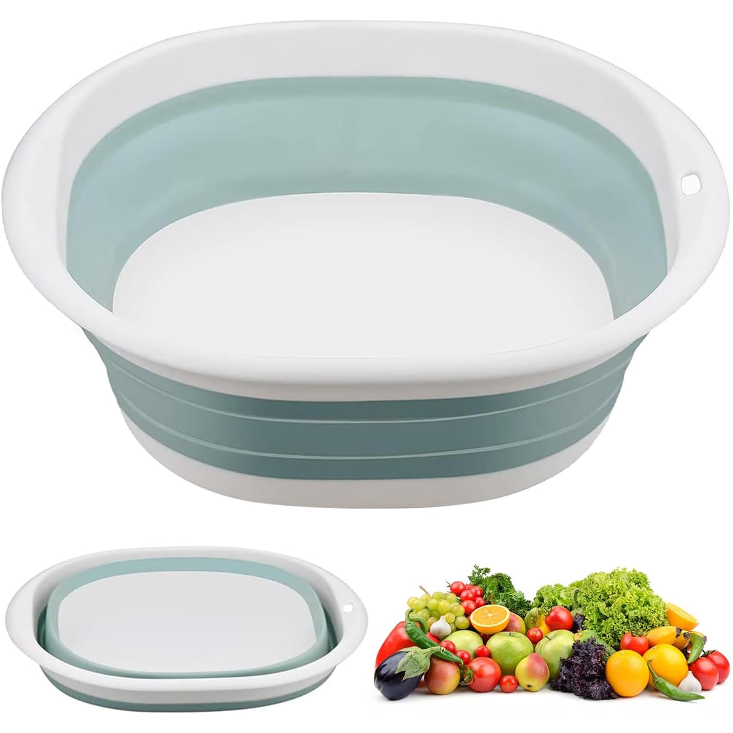 hzbaiyi Collapsible Washing Up Bowl, Portable Wash Basin Silicone Plastic Basket Multipurpose Outdoor Travel Basin Camping Sink, Portable Multifunctional Space Saving Folding Washtub（4-5L）