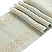 Ling's moment 12x72 inch Burlap Table Runner with Lace(Mint Green Burlap&Gold lace) Spring Garden Rustic Outdoor Wedding Party Decoration, Bridal Shower Decor