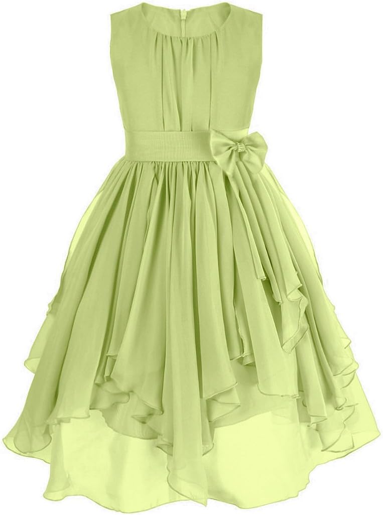 WAWALI Chiffon Flower Girls Wedding Party Dresses Ball Gowns