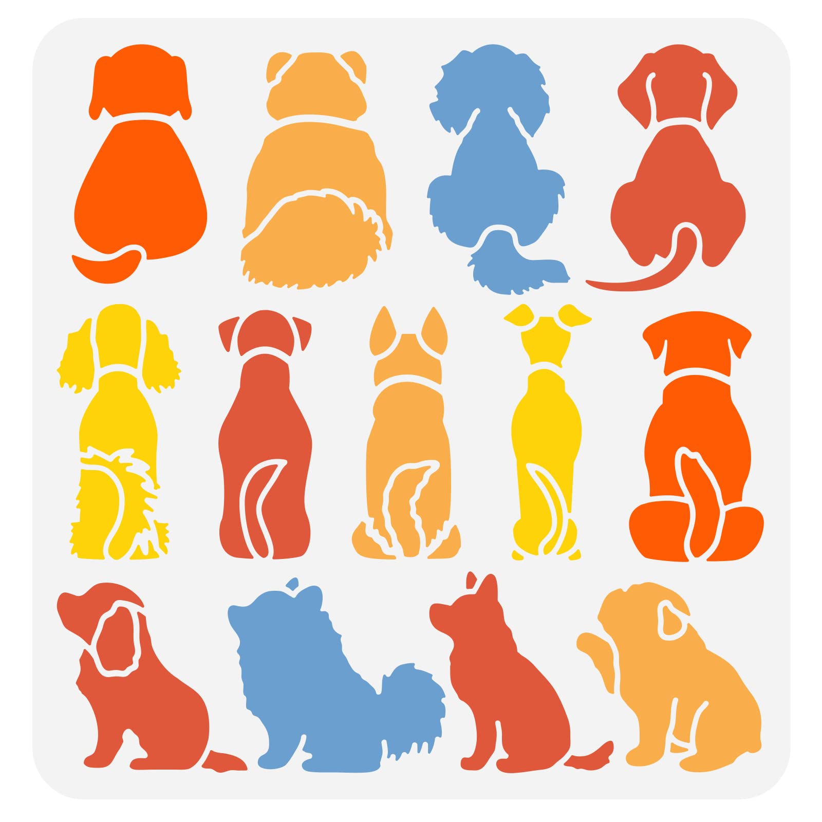 FINGERINSPIRE Dog Stencil 30x30cm Puppy Dog Sitting Stencils Template Plastic Dog Pattern Stencil Large Reusable Dog Sitting Stencils for DIY Painting Home Wall Furniture Decor