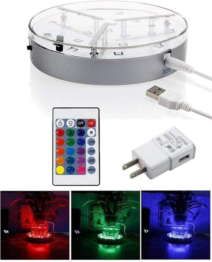 6" Under Vase Light,16 Colors RGB LED Base Vase Light with