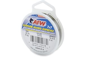 AFW American Fishing Wire Surflon Micro Supreme Nylon Coated 7x7 Stainless Steel Leader Wire - Knottable Wire Leaders for Fishing Saltwater, Fly Fishing, 13lb Test - 90lb Test, Bright, Black & Camo Colors