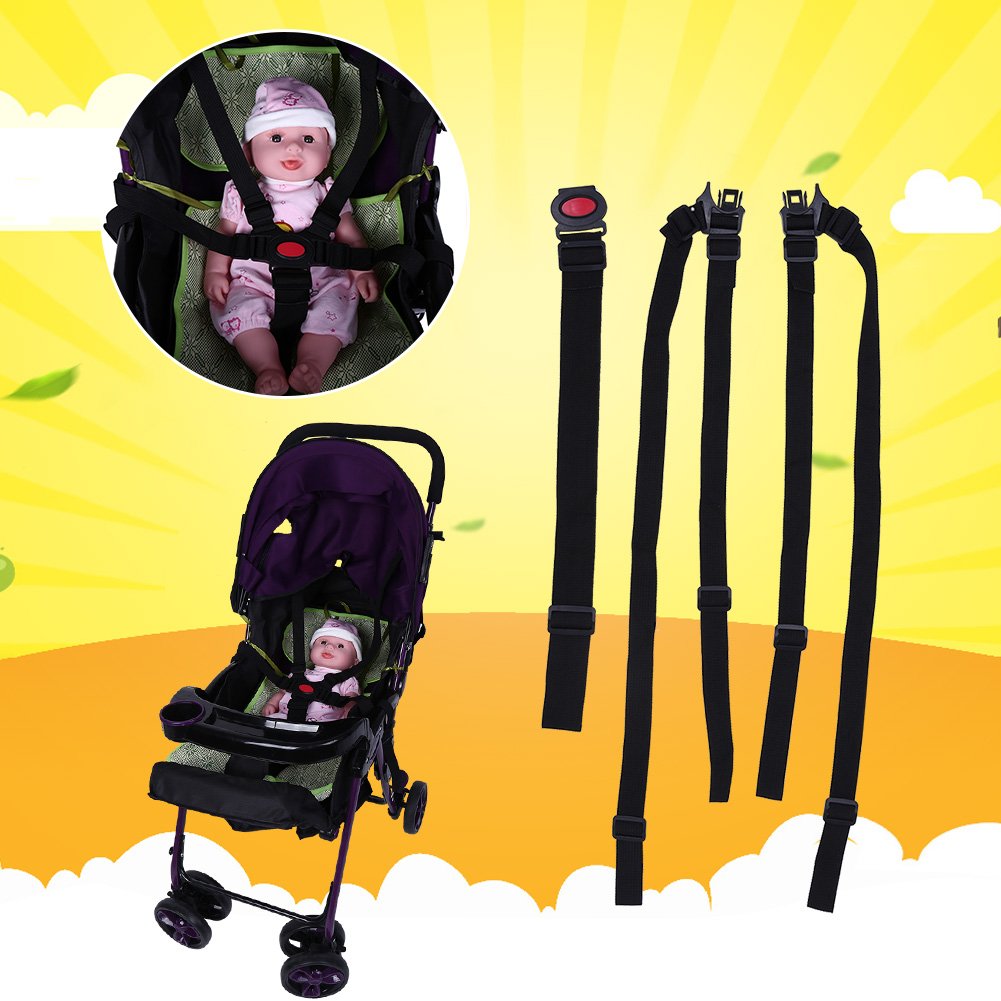 5 Point Harness Baby Chair Stroller Adjustable Kids Child Pram Strap for Children High Chair Pushchair Booster Replacement Black