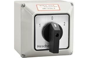 Heschen Universal Rotary Cam Selector Changeover Switch, SZW26-125/D202.2D, 660V 125A, ON-OFF-ON 3 Position, 2 Phase, 8 Terminals, with Master Switch Exterior Box