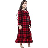 PUFSUNJJ Girls Princess Nightgown,Winter Long Sleeve Flannel Nightdress Pajamas Dress Kids 3-12 Years