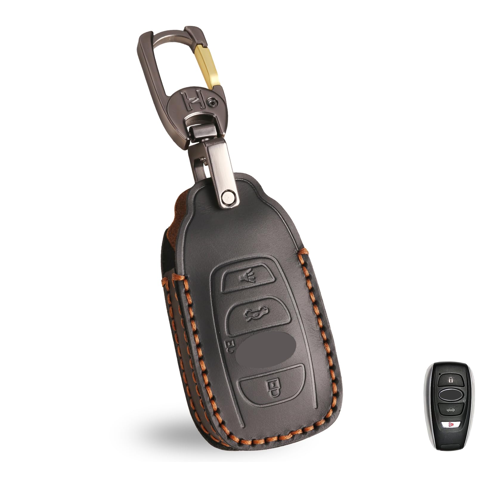 Photo 1 of OLLEN Genuine Leather Key Fob Cover, Fit for Subaru Outback Forester Legacy Ascent WRX BRZ STI Impreza CrossTrek, Leather Smart Remote Key Protector, 4 Buttons, Black