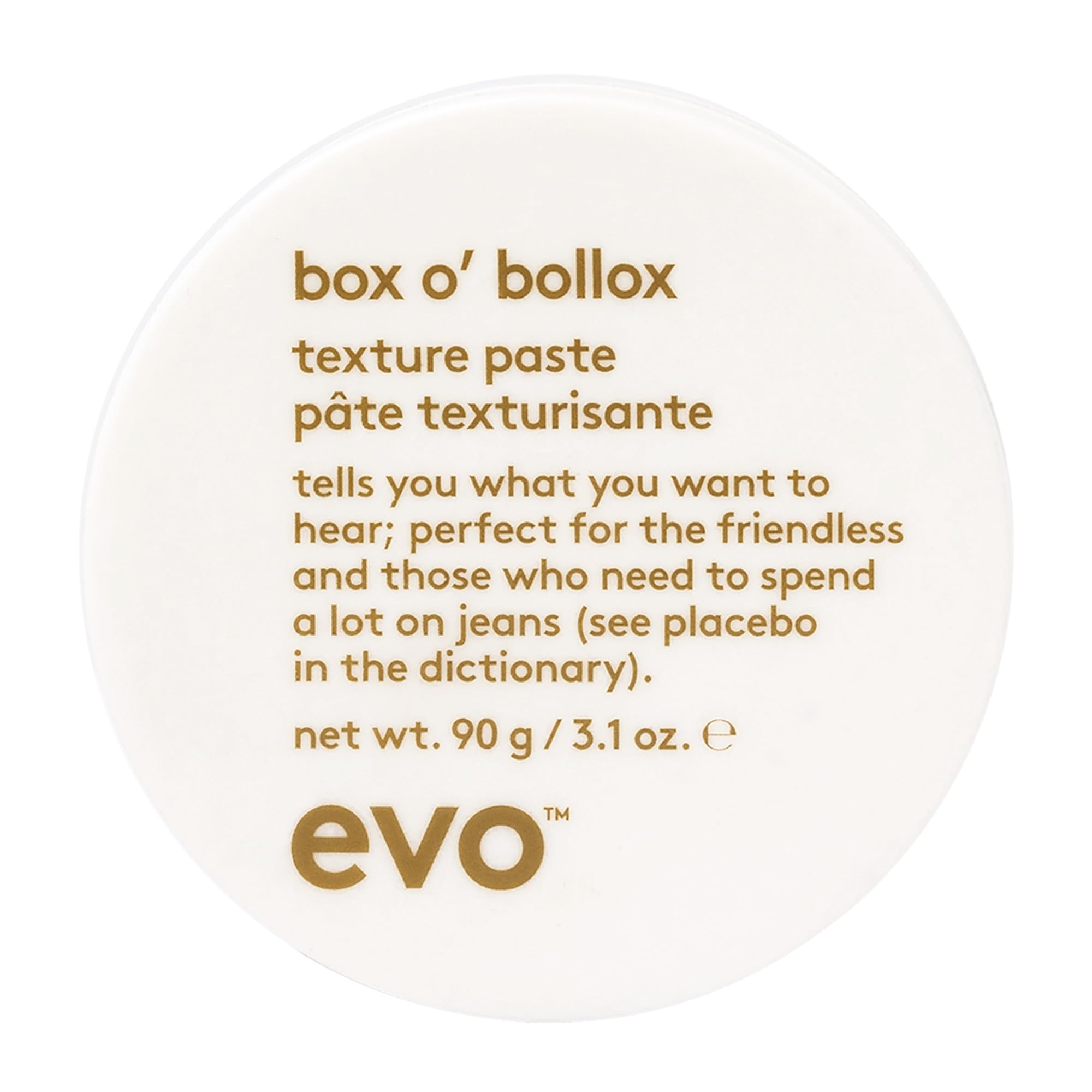 Evo Box O' Bollox Hair Styling Paste for All Hair Types - Strong Hold, Matte Definition & Texture - 90g