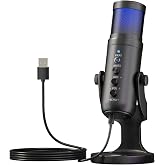 TOLIFUNAY USB Streaming Microphone for PC Laptop | Noise Cancelling, Volume Ctrl, Plug &amp; Play, RGB Light, Monitor Jack, Compatible with PS4 PS5 Mac for Gaming Podcast Creator