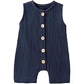 Cecobora Infant Newborn Baby Boys Girls Cotton Linen Romper Summer Jumpsuit Sleeveless Overalls Clothing Set