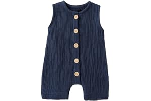 Cecobora Infant Newborn Baby Boys Girls Cotton Linen Romper Summer Jumpsuit Sleeveless Overalls Clothing Set