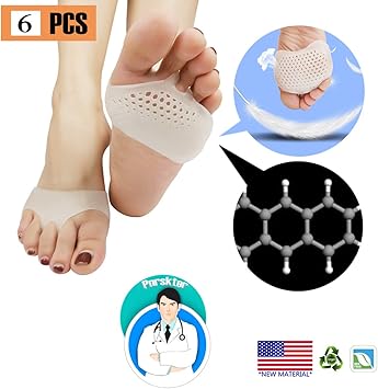 Metatarsal Pads, Ball of Foot Cushion (6 PCS),New Material,Forefoot Pads, Breathable & Soft Gel, Best for Diabetic Feet, Callus, Blisters, Forefoot ...