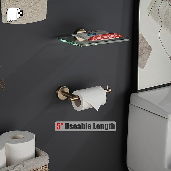 JQK BATHROOM HARDWARE SET, 5-PIECE BATH ACCESSORIES SET CHAMPAGNE BRONZE WALL MOUNT INCLUDES 24 IN TOWEL BAR, 9 IN HT BAR, TP HOLDER, TOWEL HOOK X 2, BAS105-CB