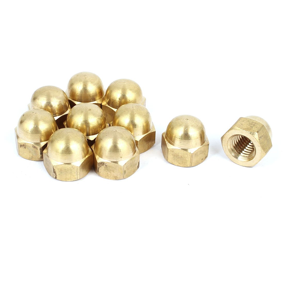 Sourcingmap Hex Cap Nuts - 10Pcs M12 Dome Nuts Brass Hexagon Decorative Cap Nut for Screws Bolts Brass Tone