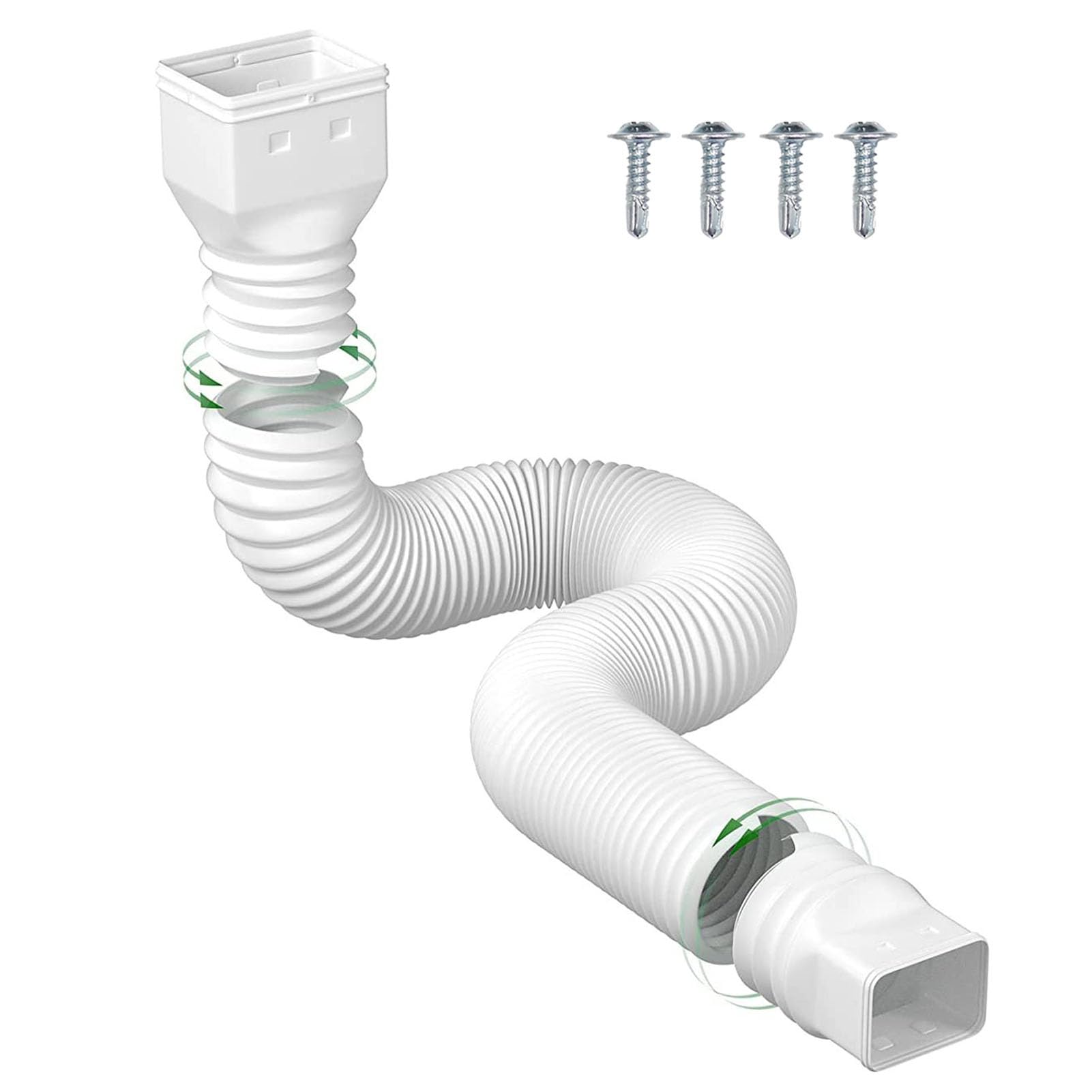 ciciglow Downspout Extender, Flexible Downspout Extension Gutter Connector Rainwater Drainage Pipe Down Spout Drain Extensions 20in to 59in (White)