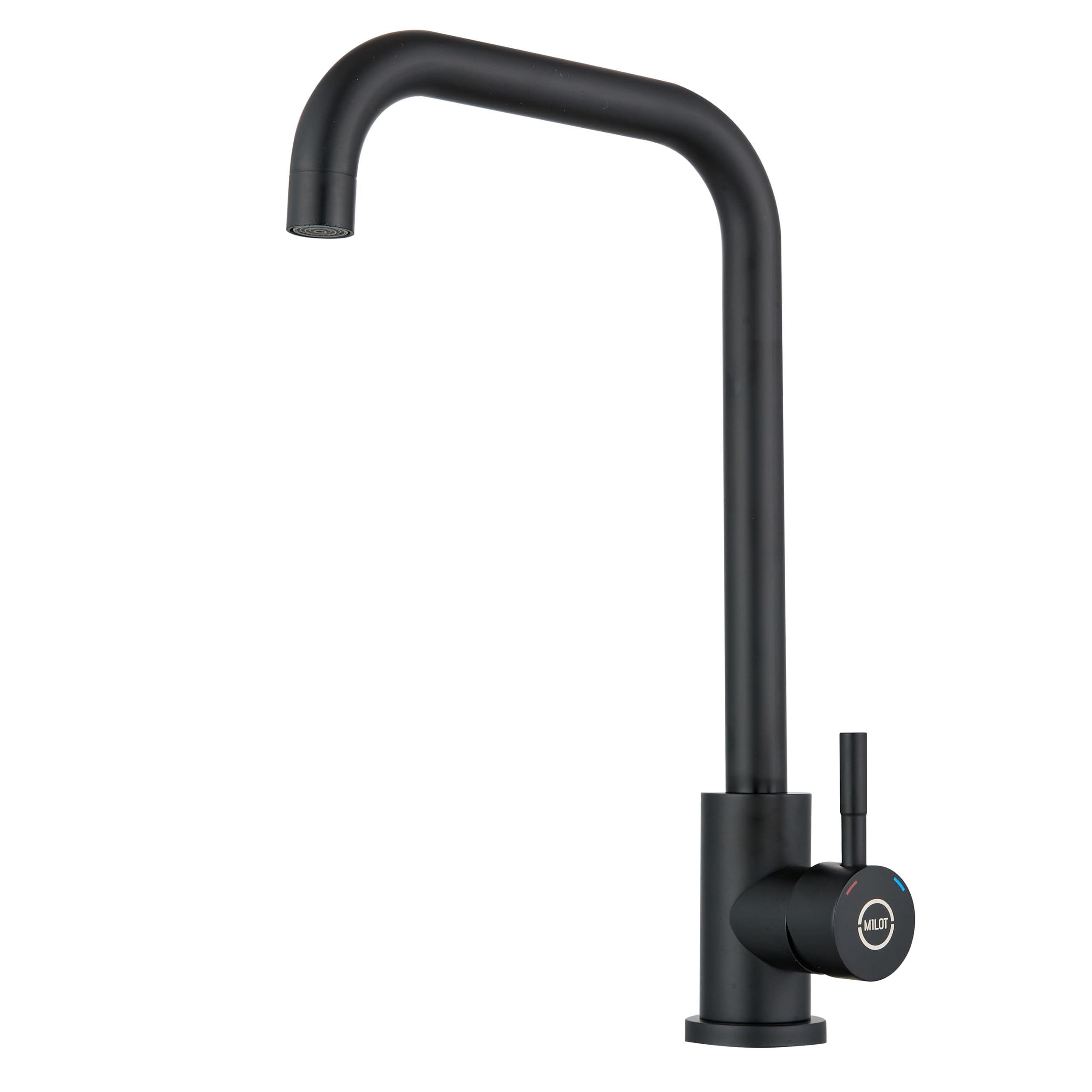MILOT Kitchen Taps Mixer, 360° Swivel Monobloc Kitchen Sink Tap Mixer Taps, 35.5 cm Spout Height, Stainless Steel, Easy Screw-Free Installation, Black Kitchen Mixer Tap 1 Hole (Matte Black)
