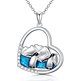 LONAGO Penguin Necklace Sterling Silver Antarctic Penguin Heart Pendant Necklace Gift for Women