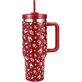 Skywerc Christmas Tumblers Gifts for Women Men, 40 oz Christmas Tumbler with Handle and Straw, Xmas Stainless Steel Insulated Travel Mug Cup, Keep Cold for 34 Hours (Red Santa Bear)
