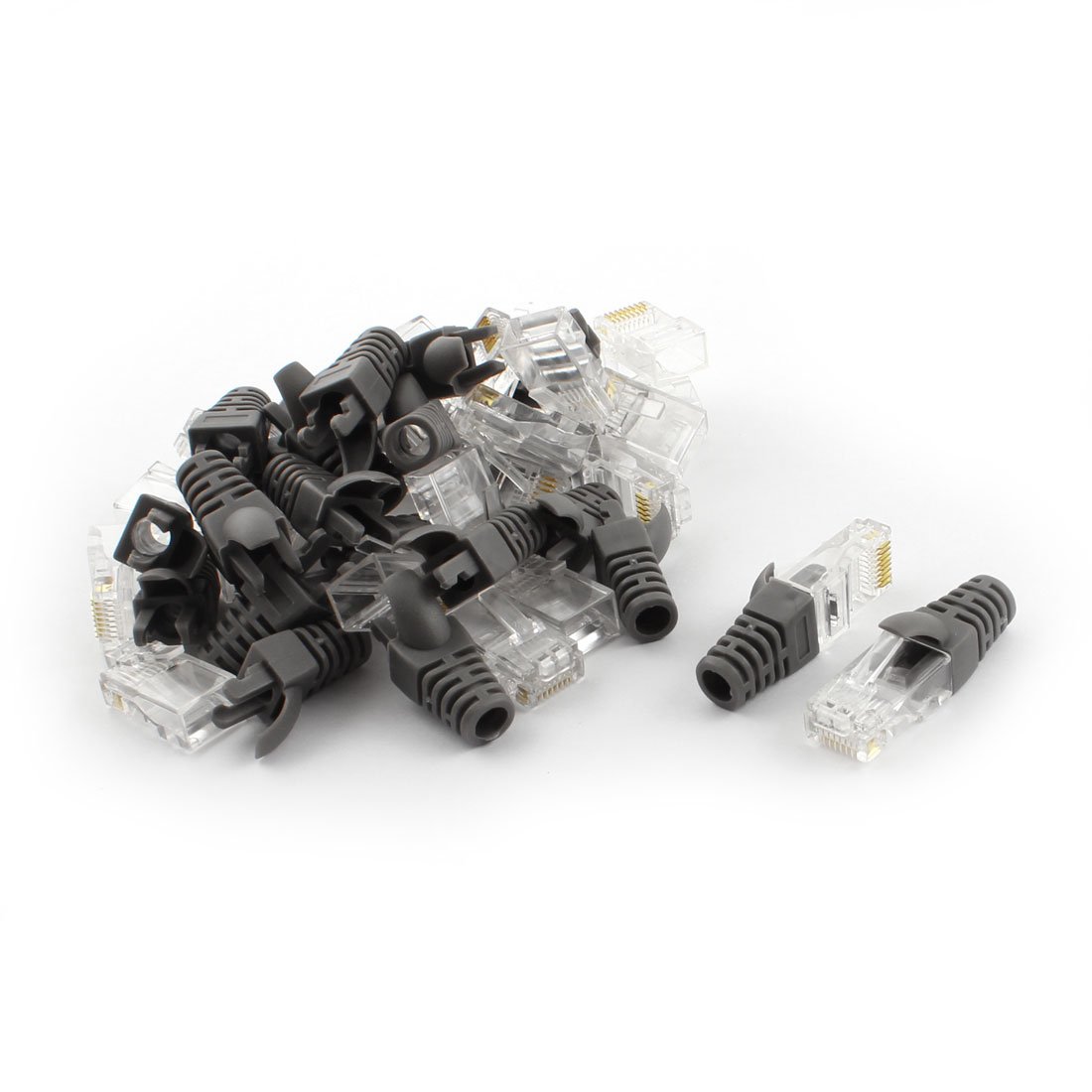 sourcing map 25Set Gray Boot Cover 8P8C RJ45 Cat5 Cat5e Cat6 Connector Network Plug