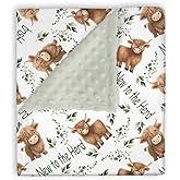 EyMzcod Mink Baby Boys Girls Blankets Highland Cow Eucalyptus Leaf, Western Cowboy Soft Double Layer Dotted Backing Receiving Swaddle, Newborn Infant Toddler Nursery Crib Bedding Shower Gift