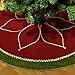 Valery Madelyn 48 inch Traditional Red Green Gold Christmas Tree Skirt with Flower Design,Themed with Christmas Ornaments (Not Included)