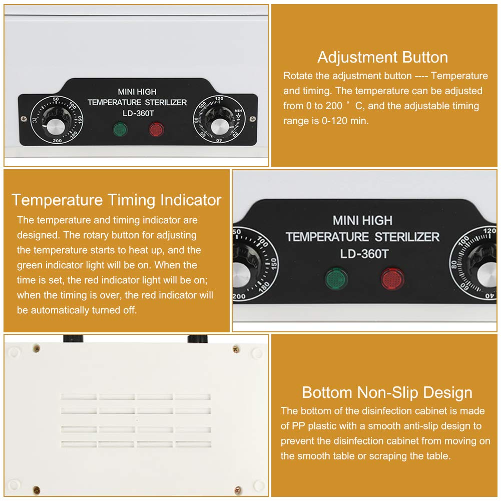 200℃ High Temperature Disinfection Box Cabinet, Dry Heat Disinfection Machine, For Manicure Makeup Tattoo Tools For Salon Spa Barber Shops(US Plug): Beauty