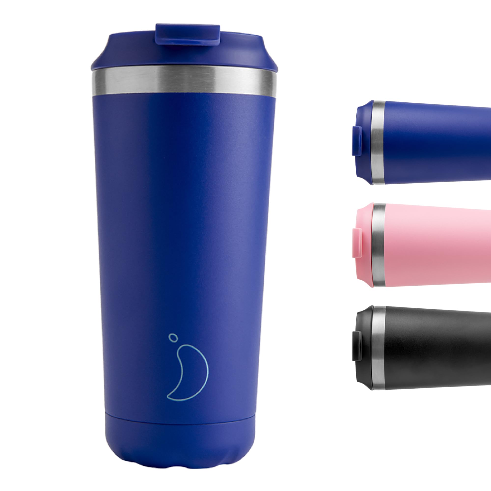 Chilly's Original Coffee Cup - Thermal Mug For Cold & Hot Drinks - Leak-Proof Travel Mug with Lid - Double Walled Vacuum Insulated Mug - Stainless Steel - Matte Blue, 500ml