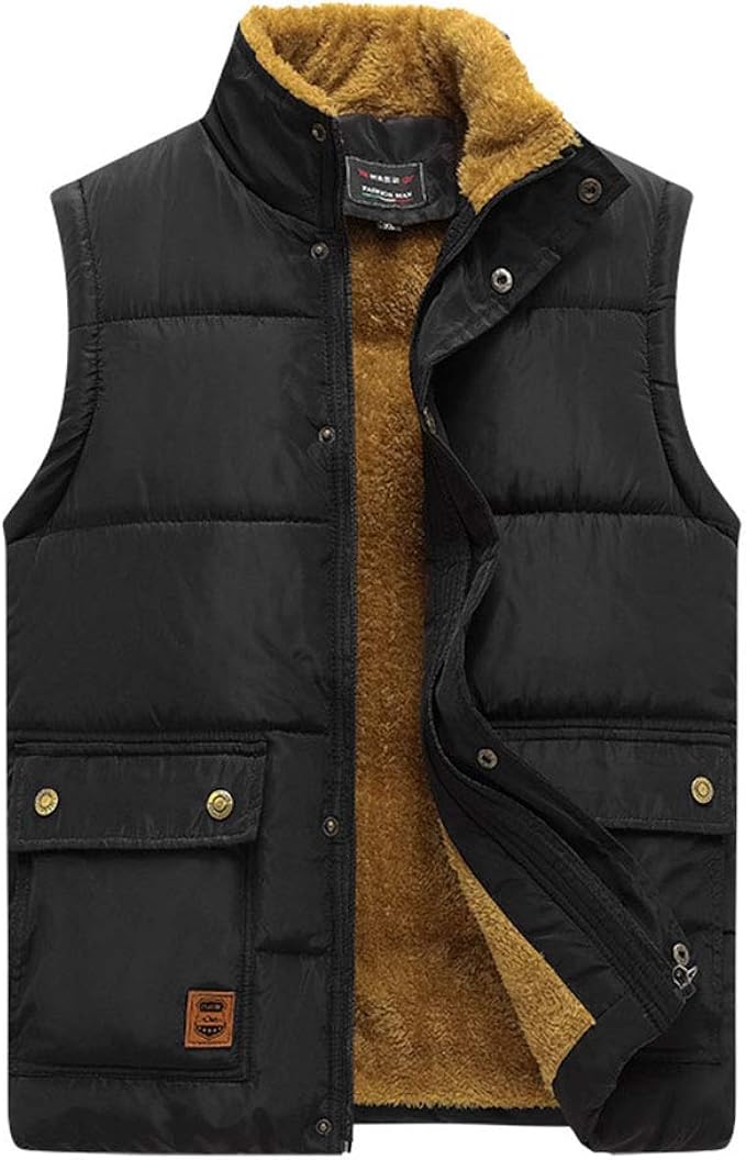 Men's Winter Fleece Fishing Vest Warm Windproof Body Warmer Outdoor