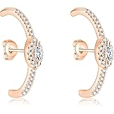 PICKBEAU 18K Gold Plated Huggie Earrings for Women | Dainty CZ Evil Eye Pavé Ear Stud Crawler Hugs Faux Diamond Ear Climber Fashion Earrings