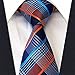 MENDENG Men's Neckties Orange Blue Tie Plaid Stripe Mens Ties Silk Ties for Men Wedding Party Groomsmen Classic Formal