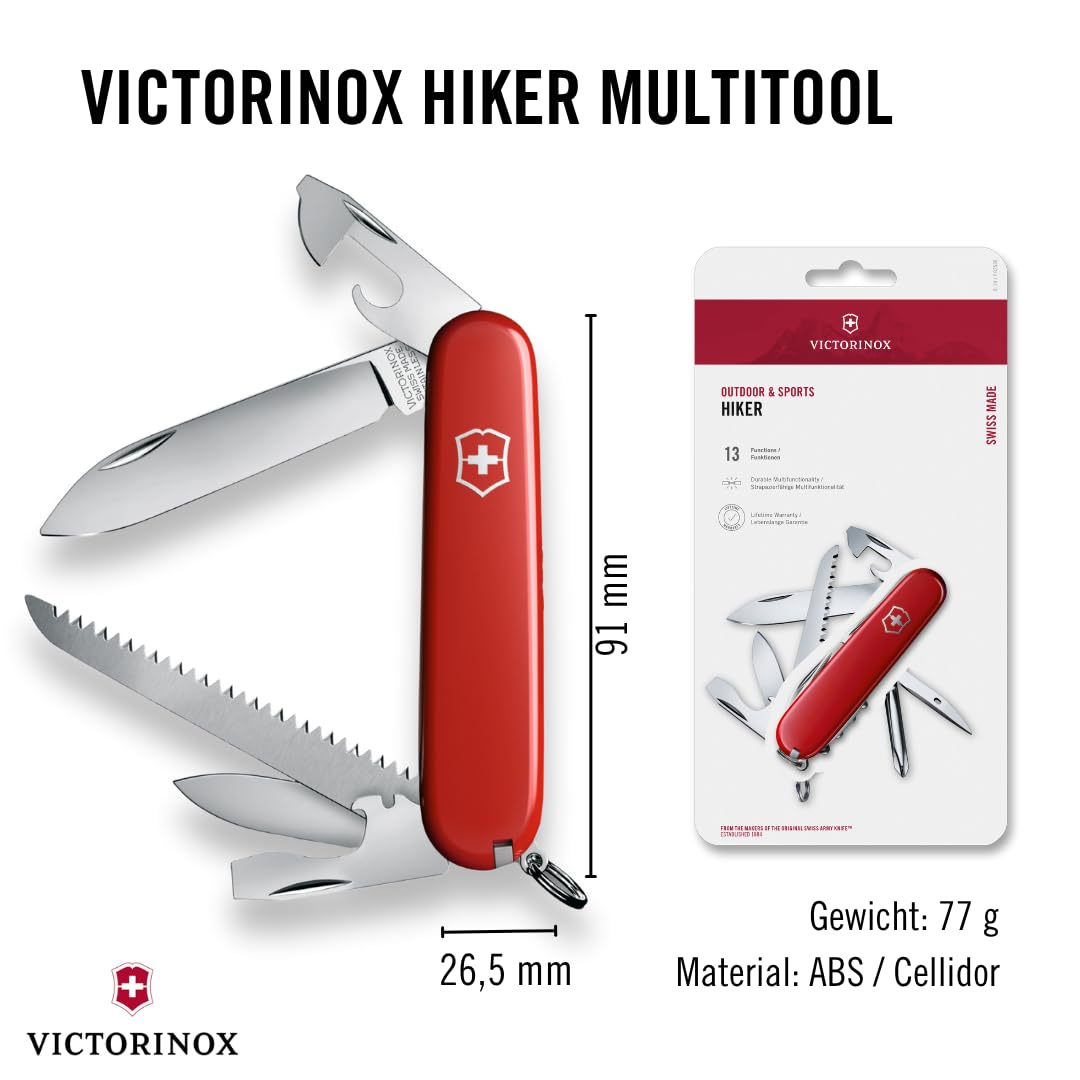 Victorinox Schweizer Taschenmesser Hiker, Swiss Army Knife, Multitool, 13 Funktionen, Klinge, Dosenöffner, Schraubendreher 3