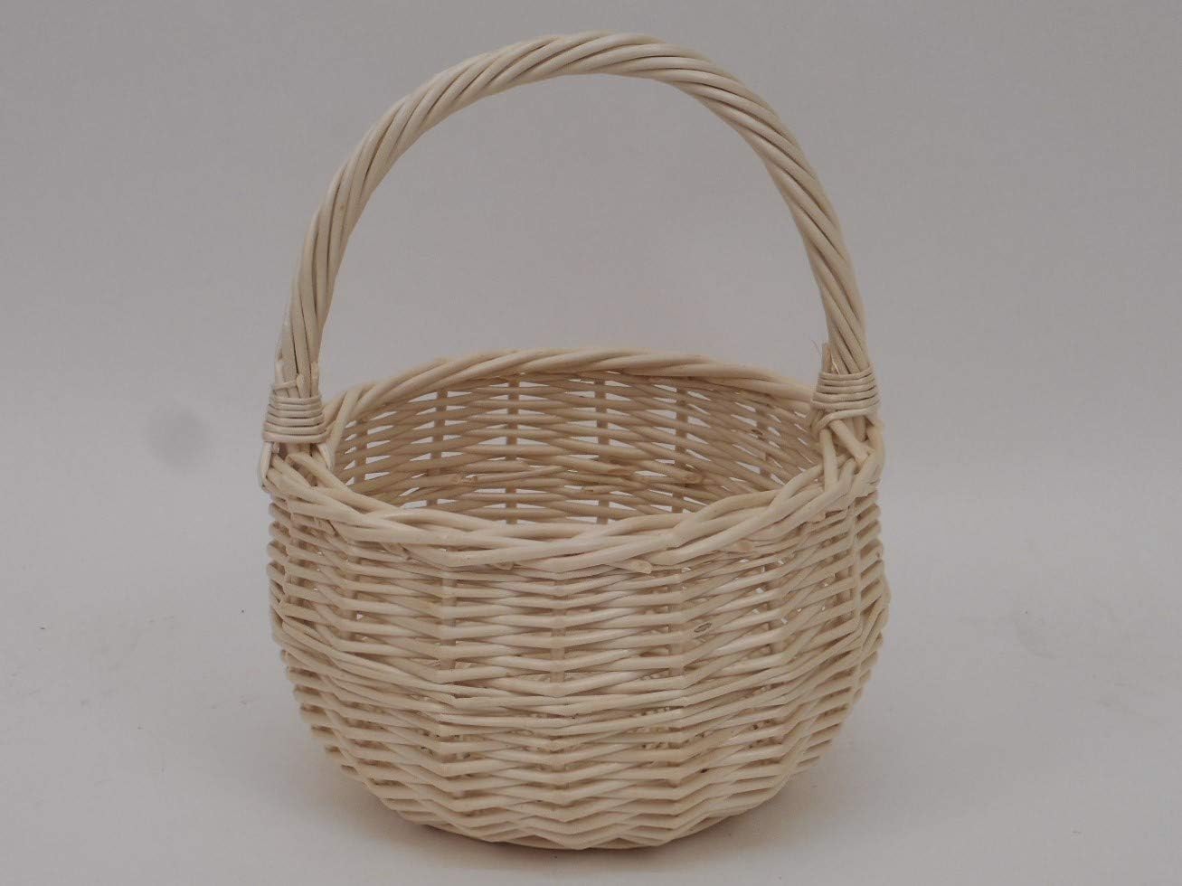 Cesto redondo mimbre blanco d.15 cm con asa – niño: Amazon.es: Hogar