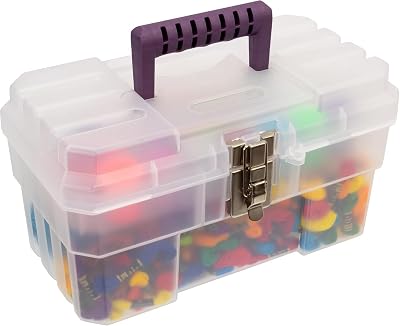 Akro-Mils 09514CFT 14-Inch Plastic Art Craft Storage Tool Box Semi-Clear