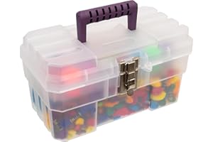 Akro-Mils 09514CFT ProBox 14-Inch Plastic Art Supply, Craft or Medical Storage Toolbox with Removable Tray, 14-Inch x 8-Inch x 8-Inch, Clear