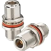 Eightwood 2pcs N Female to N Female Bulkhead Connector RF Coaxial Adapter