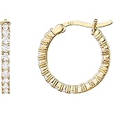 PAVOI 14K Gold Plated 925 Sterling Silver Post Cubic Zirconia Hoop Earrings for Women | Elegant Inside Out CZ Stone Hoop Earrings