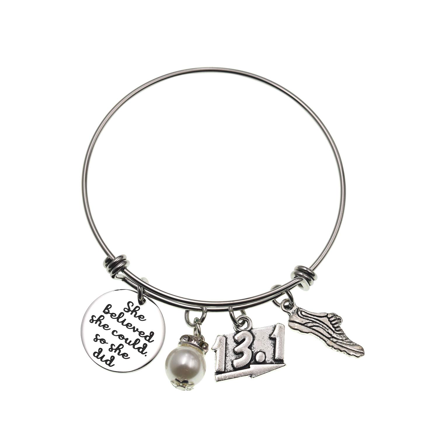 LParkin 13.1 Bracelet She Believed She Could Half Marathon Gift 13.1 Jewelry Half Marathon Jewelry Bracelet Running Gifts for Friend Gift
