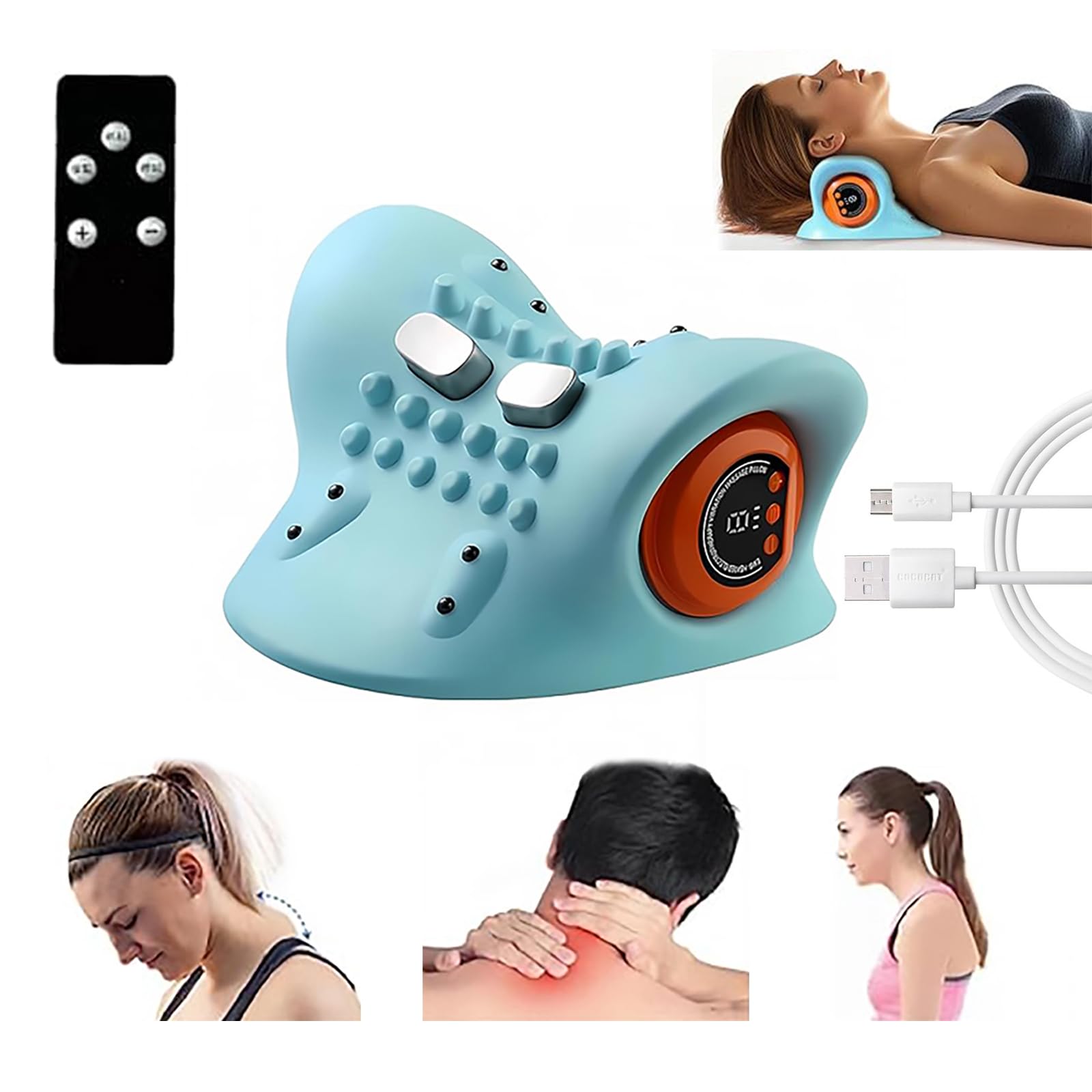 Photo 1 of 2026 New Neck Massager with Heat, Electric Neck and Shoulder Relaxation Pillow, 26° Angled Cervical Traction Device for Deep Tissue Pain Relief and Comfort