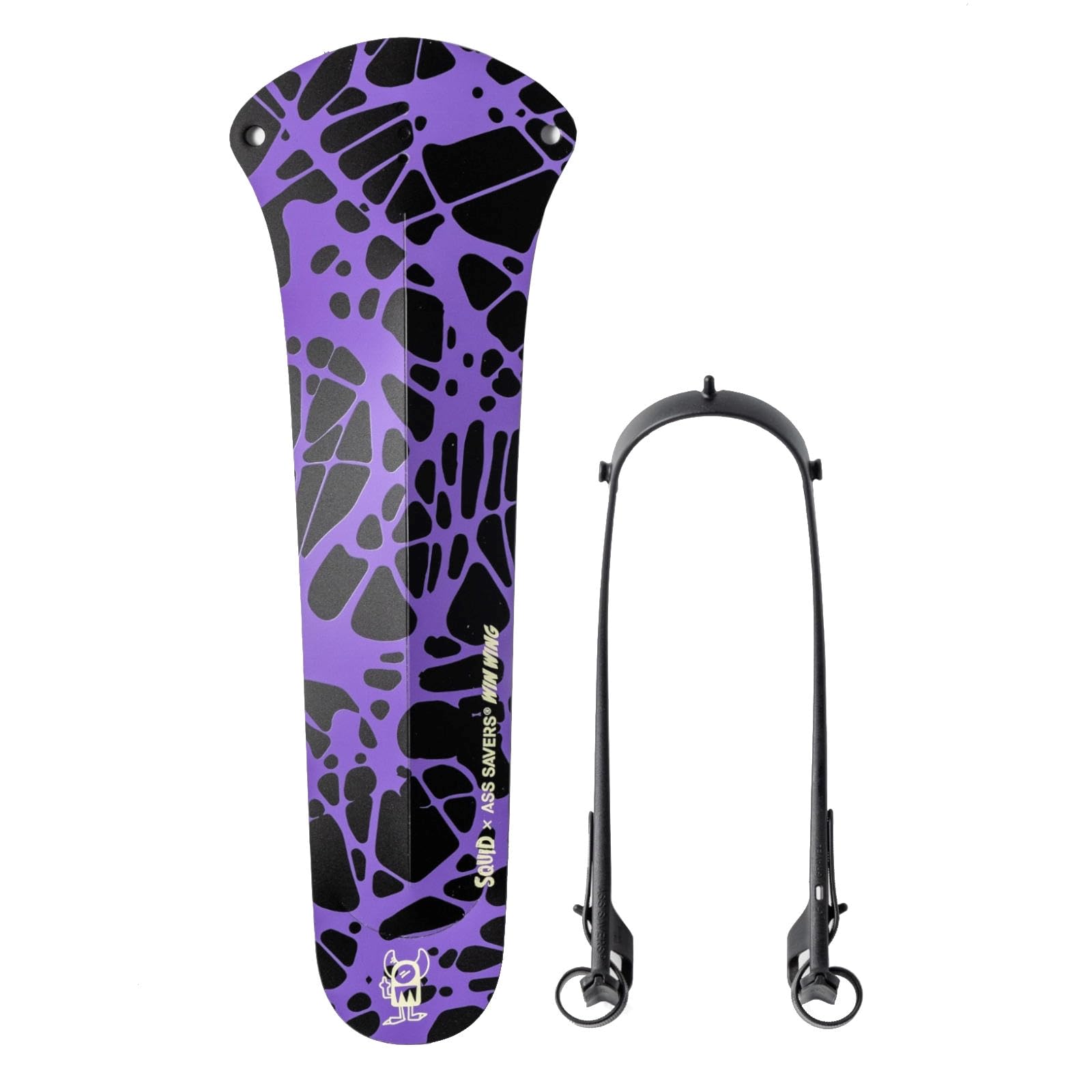 ASS SAVERS – Win Wing 2 Gravel - Squid, Rear Mudguard For Gravel Bikes With Black Wishbone, Tire Widths Up To 60Mm, Ultralight, Clip On, Easy Installation & Removal, Secure Mount, Swedish Design