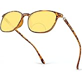 mincl Night Vision Glasses Anti-glare Bifocal Driving Reading Sunglasses Round Presbyopia Night Glasses for Women&Men