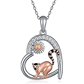 Lieditia Lemur Necklace 925 Sterling Silver Lemur Pendant Necklace Animal Jewelry Gifts for Women