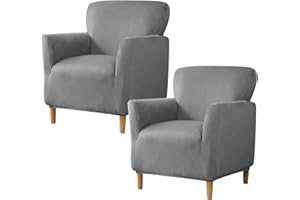 HAOYONG Banquet Armchair Slipcover Stretch Velvet Chair Covers 1-Piece Armchair Sofa Covers Soft Arm Chair Cover Removable Washable Single Couch Covers Furniture Protector for Living Room - Set of 2