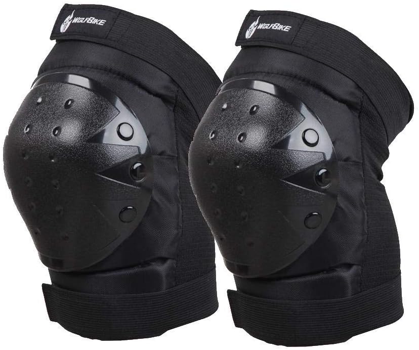 QWY Motorbike Motorcross Armour 2Pcs Motorcycle Knee Protector Guards Armor Gear Black 1Pair Outdoor Riding Shatter-resistant Protective,Black-OneSize