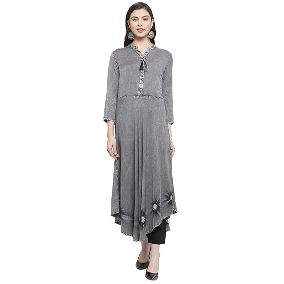 Rayon Long Kurti for Women/Girls (Size - 5XL) Grey