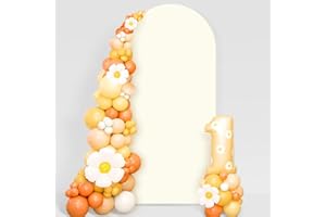 Showgeous 6FT Arch Backdrop Cover Ivory Wedding Arch Cover Spandex Fitted Arch Cover for Round Top Backdrop Stand Covers for Wedding Birthday Party Baby Shower Banquet Decoration