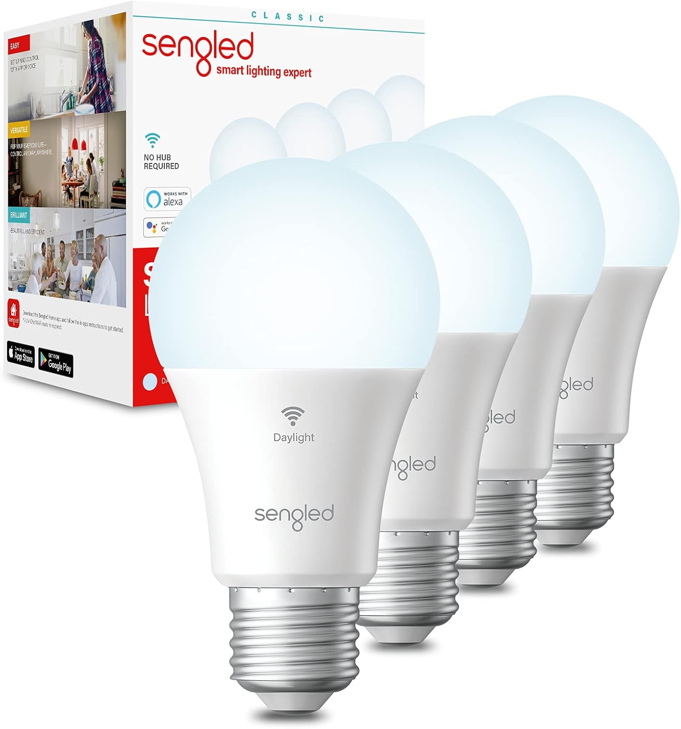 Sengled Alexa Light Bulb, Smart Light Bulbs, Smart Bulbs that Work with Alexa & Google Assistant, WiFi Light Bulbs A19 Daylight (5000K) No Hub Required, 800LM 60W Equivalent High CRI>90, 4 Pack” src=”https://images-na.ssl-images-amazon.com/images/I/61akqzq0WyS._AC_SL1500_.jpg”></a></div>
<div class=