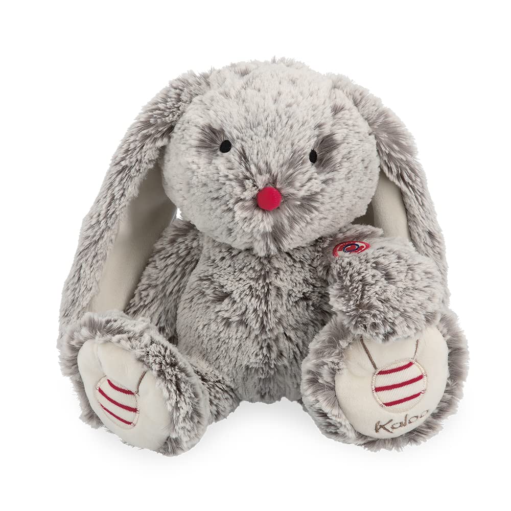 Kaloo - Rouge 31 cm Prestige Grey Léo the Rabbit Musical Plush - Soft-Furred Soft Toy - Big-Eared Rabbit Plush - “Toyland” Melody - Weighted Legs - 0 Months +, K223005