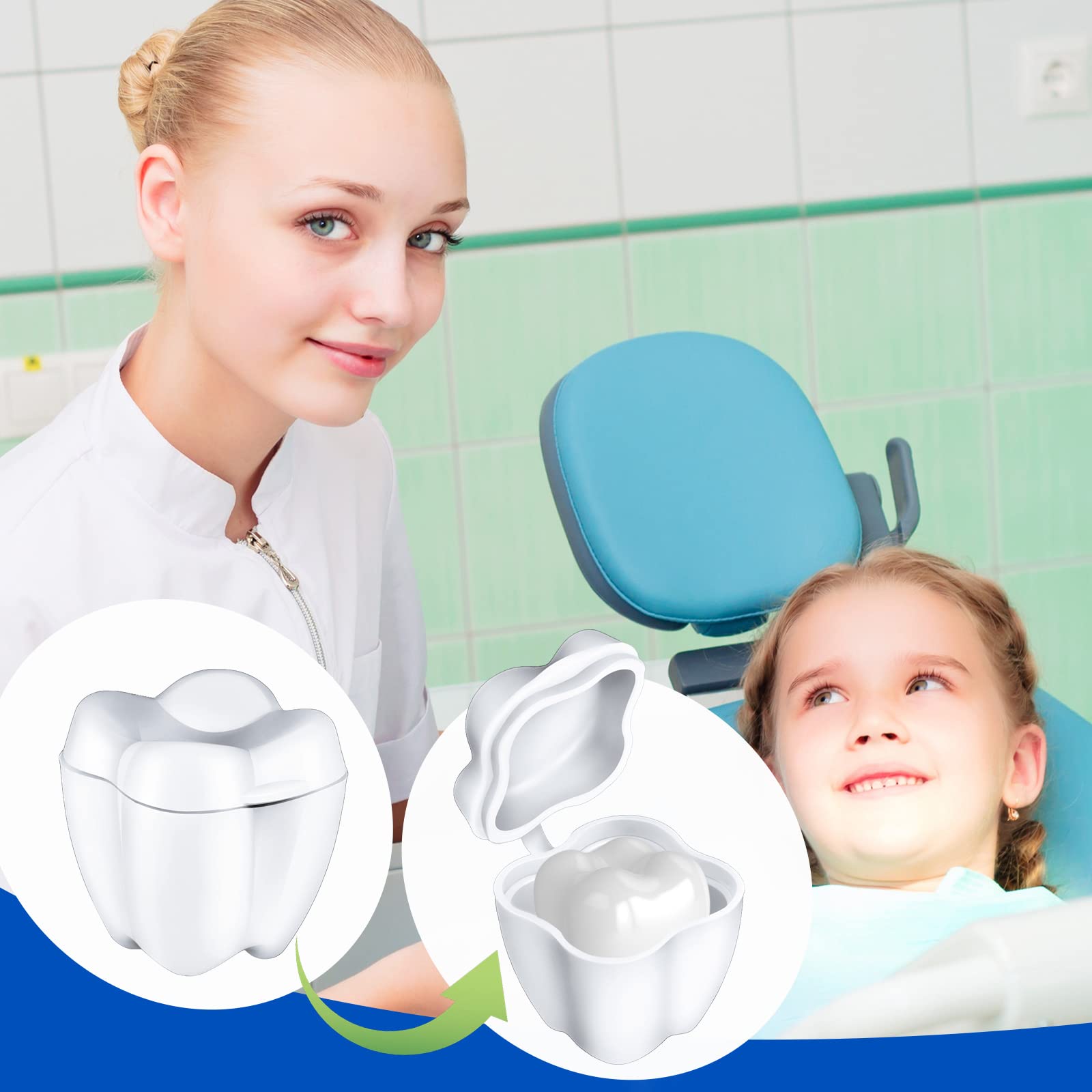 100 Pcs White Savers Plastic School Tooth Holders for Boys and Girls Fairy Box Tooth Holders for Kids Keepsake Goodie Bag Fillers Party Favor Dentist Office, 0.6 x 0.75 x 0.6 Inch